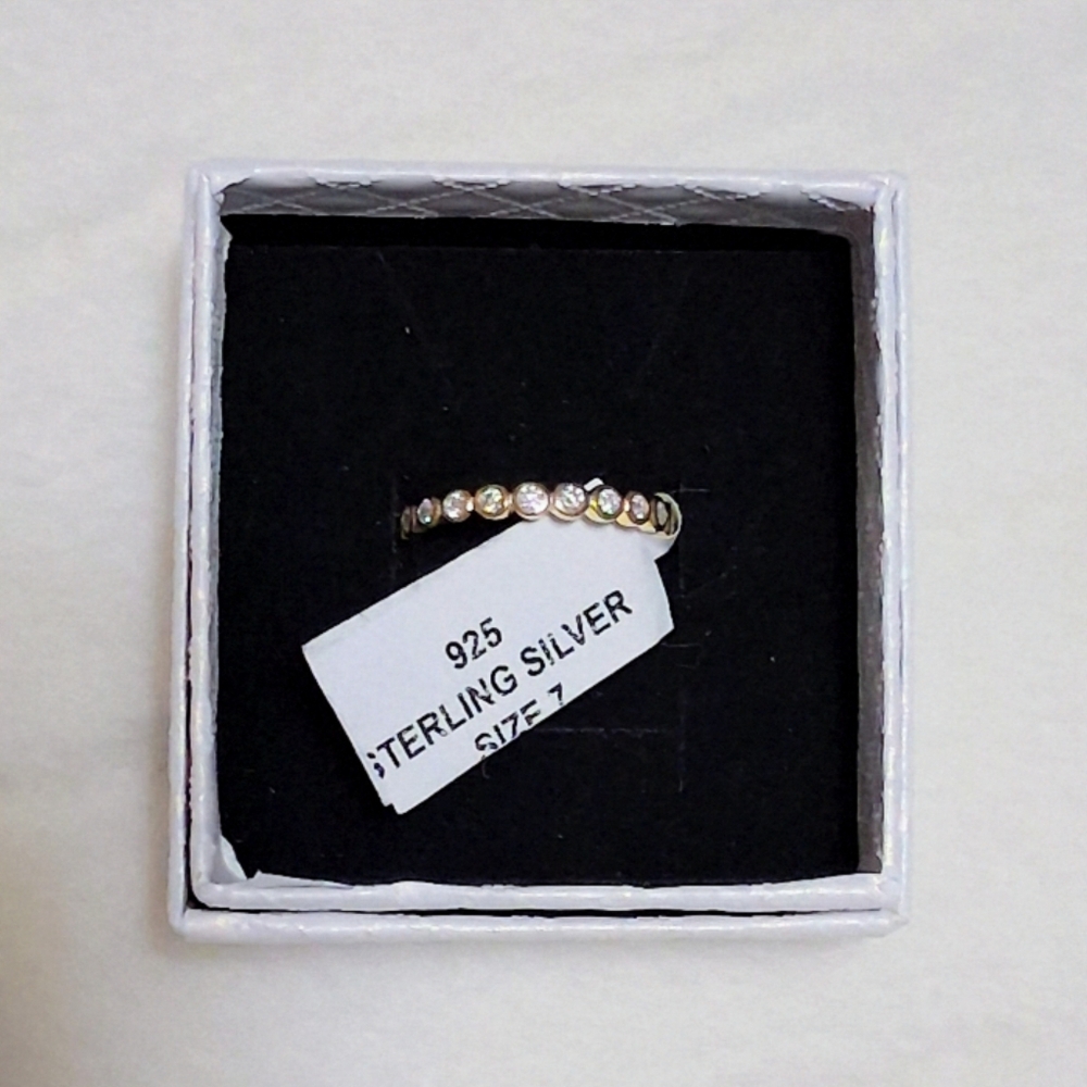 Gold Over 925 Moissanite Eternity Band Size 7